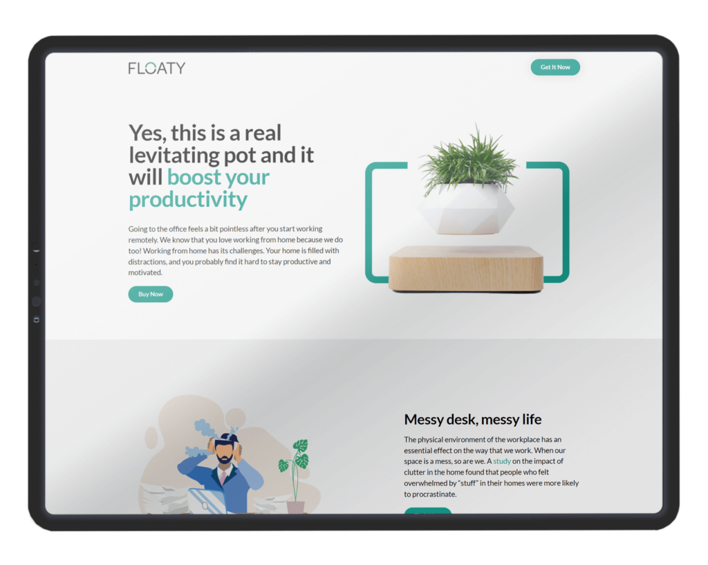 Floaty website on tablet